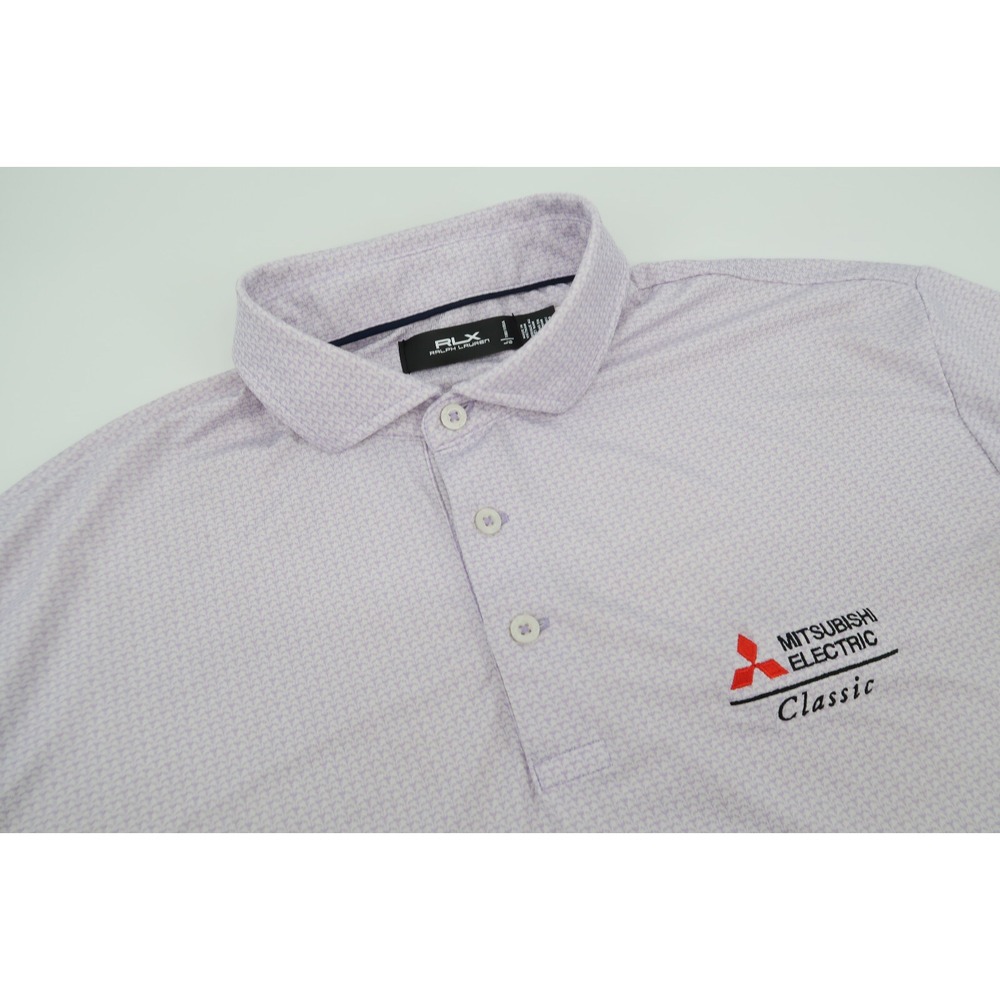RLX Ralph Lauren Mens Large Purple Geometric Performance Polo Golf Mitsubishi‎